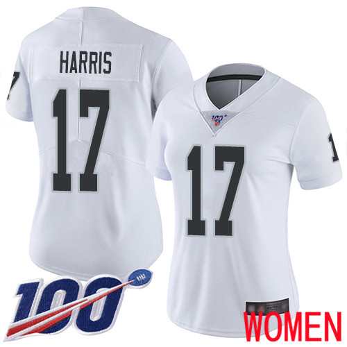 Oakland Raiders Limited White Women Dwayne Harris Road Jersey NFL Football #17 100th Season Vapor Jersey->youth nfl jersey->Youth Jersey
